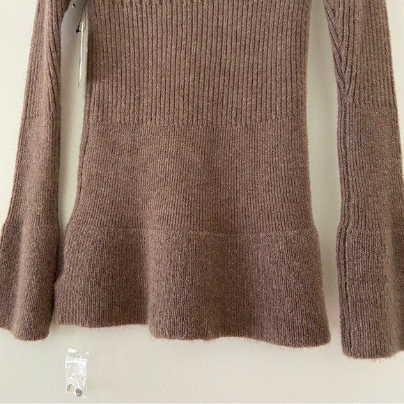 NWT Free People Sweater Brown Wool with Gold Shimmer Embellishment Size Large - Picture 11 of 13